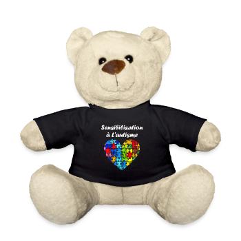 sensibilisation a l'autisme autiste - Nounours - noir - Devant