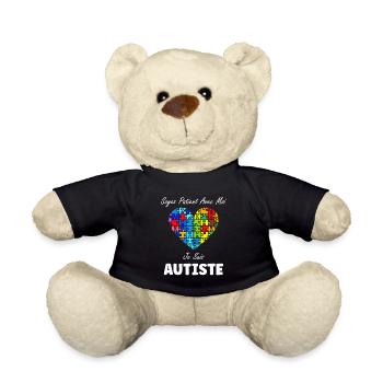 sensibilisation a l'autisme autiste - Nounours - noir - Devant