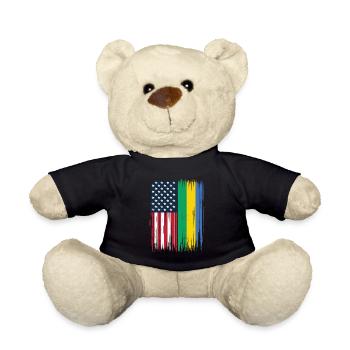 Gabonese Roots and Gabon American Flag - Teddy Bear - black - Front