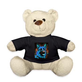 German Shepherd Dog Portrait - Teddy Bear - black - Front