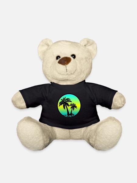 Colorful beach logo with palm trees - Teddy Bear - black