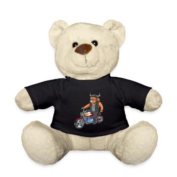 Hochlandrind Highland cattle cow biker motorcycle - Teddy Bear - black - Front