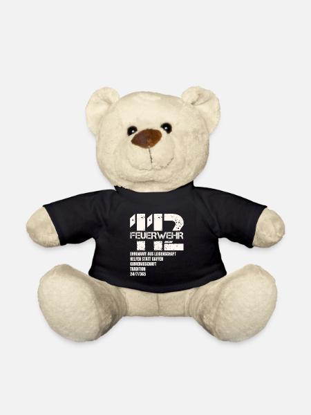 112 Feuerwehr Geschenk - Teddy - Schwarz