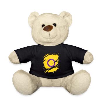 Intersex Pride Flag Ripped Reveal - Teddy Bear - black - Front