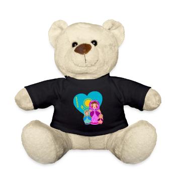 Babuschka Matrjoschka Design mit Kasachstan Flagge - Teddy - Schwarz - Vorne
