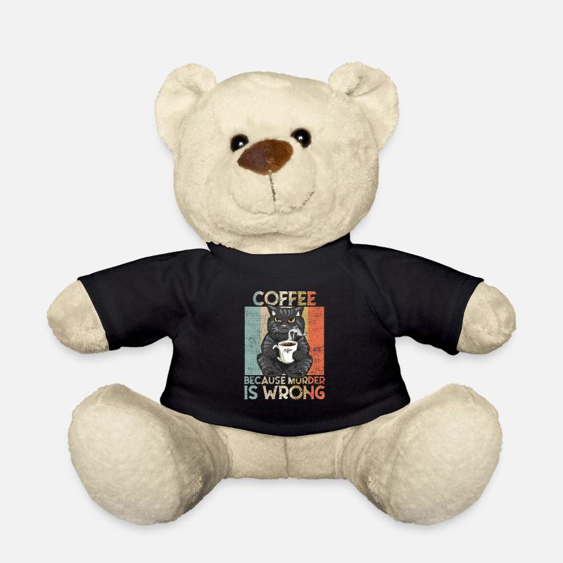 Coffee because Murder is wrong Kaffee Katze retro - Teddy - Schwarz