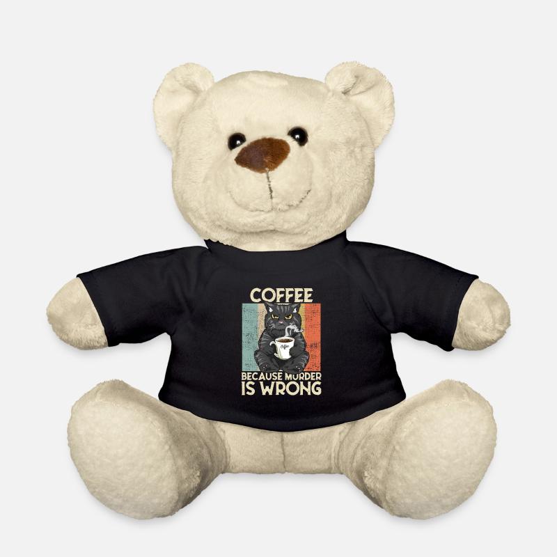 Coffee because Murder is wrong Kaffee Katze retro - Teddy - Schwarz