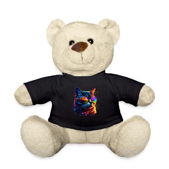 Cat Vaporwave Aesthetic Retro - Teddy Bear - black - Front