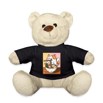 Kawaii Katze Ramen Nudeln Anime Katze - Teddy - Schwarz - Vorne