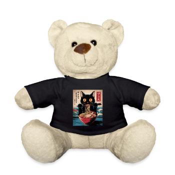 Kawaii Katze Ramen Nudeln Anime Katze - Teddy - Schwarz - Vorne