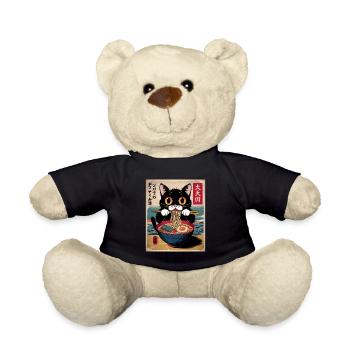 Kawaii Katze Ramen Nudeln Anime Katze - Teddy - Schwarz - Vorne