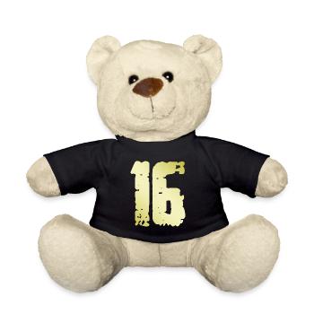 16 Zahl Vintage - Teddy - Schwarz - Vorne