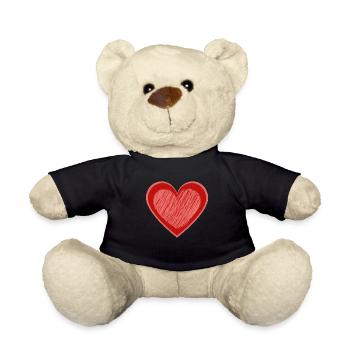 Herz gezeichnet - Teddy - Schwarz - Vorne