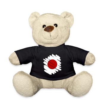 Drapeau du Japon Look Usé Nihon Drapeau Japonais - Nounours - noir - Devant