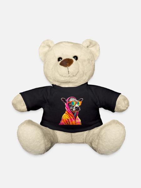 Kuh mit Sonnenbrille Bunt Coole Kühe Landwirt - Teddy - Schwarz