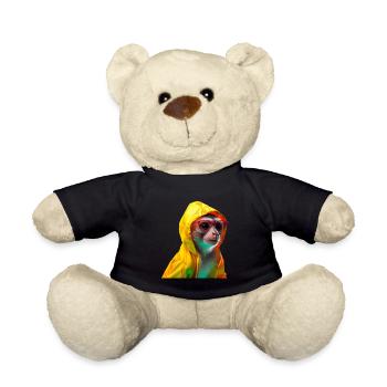 Squirrel Monkey with Sunglasses Colorful Cool Monkeys - Teddy Bear - black - Front