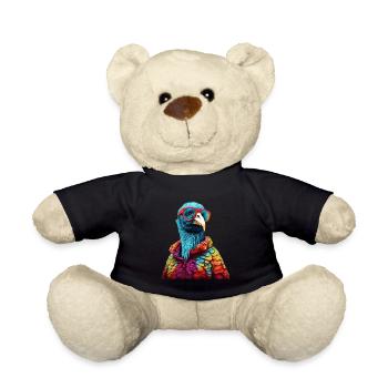 Truthahn mit Sonnenbrille Bunt Coole Vögel Vogel - Teddy - Schwarz - Vorne
