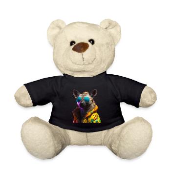 Hyena With Sunglasses Colorful Cool Hyenas Africa - Teddy Bear - black - Front