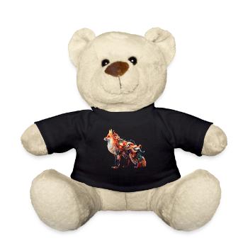 Farbenfroher abstrakter Fuchs - Teddy - Schwarz - Vorne