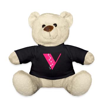 Buchstabe V Glitzer - Teddy - Schwarz - Vorne