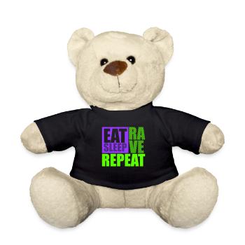 Eat Sleep Rave Repeat Essen Schlafen Raven Spruch - Teddy - Schwarz - Vorne
