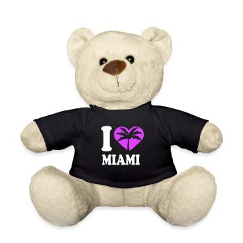 J’aime Miami Beach États-Unis Coeur Palmier Amérique Amour - Nounours - noir - Devant