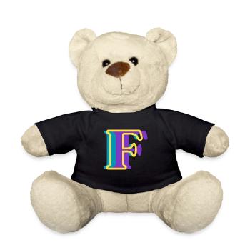Letter f multicoloured - original gift idea - Teddy Bear - black - Front