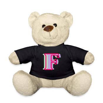 Mehrfarbiger Buchstabe f – originelle Geschenkidee - Teddy - Schwarz - Vorne