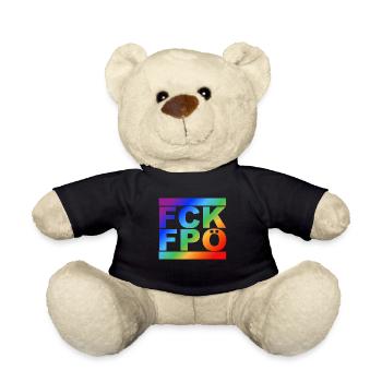 FCK FPÖ - LGBTQ - Zeichen setzen gegen Rechts - Teddy - Schwarz - Vorne