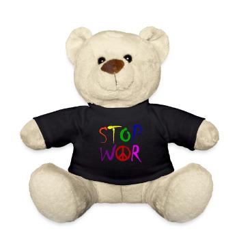 STOP WAR mit Peace Zeichen Peace Symbol – NO WAR - Teddy - Schwarz - Vorne