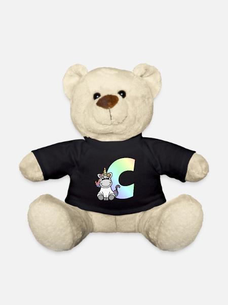 Einhorn Buchstabe C - Teddy - Schwarz