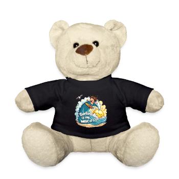 Le surf est ma vague de vie – Surfer & Ocean - Nounours - noir - Devant