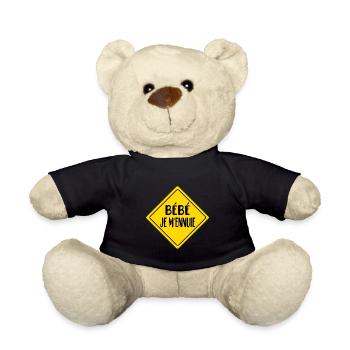 Bébé je m'ennuie t-shirt annonce grossesse - Nounours - noir - Devant