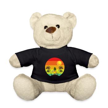 Pineapple Retro Palm Trees Tropical Summer - Teddy Bear - black - Front