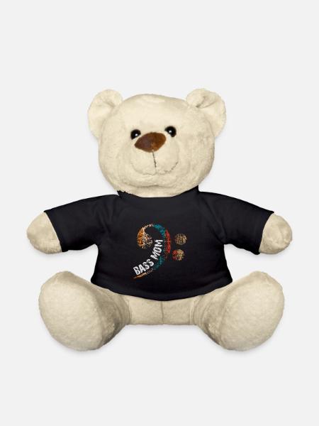 Mom plays bass with vintage bass clef - Teddy Bear - black