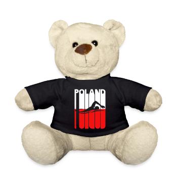 Vintage Swimming Gifts for Swimmers. Polish Flag - Teddy Bear - black - Front