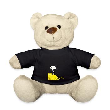 Katze Kater Mieze Futter Geschenk Lustig Dick Gelb - Teddy - Schwarz - Vorne