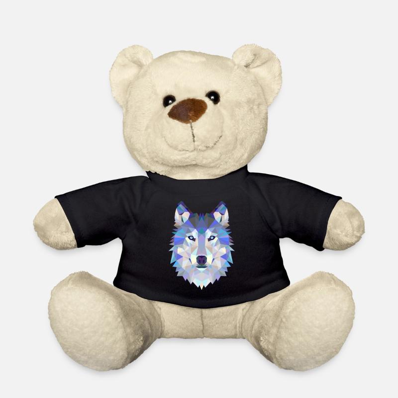 Wolf Hund Polygon 3D Tier Geschenkidee Geometrie - Teddy - Schwarz