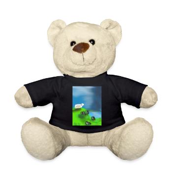 Schaf auf Felsen vor dem Wasser - Teddy - Schwarz - Vorne