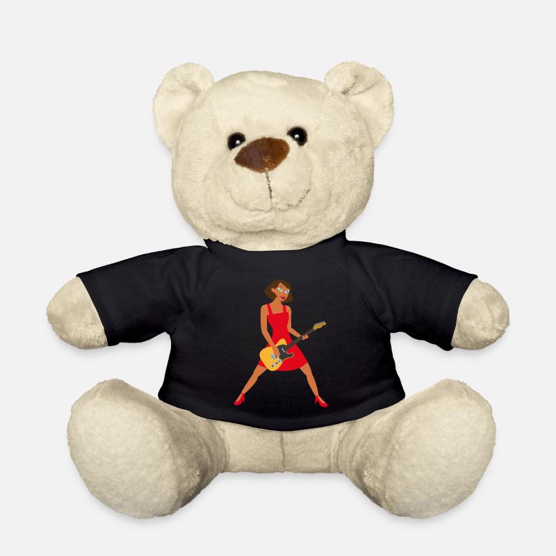 Gitarristin mit rotem Kleid - Teddy - Schwarz