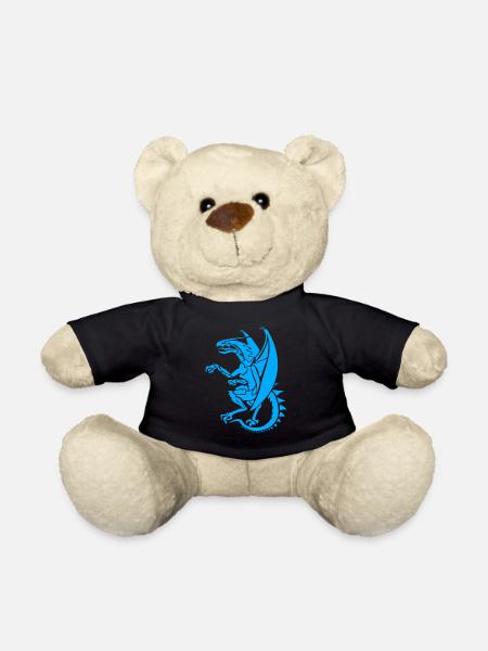 blauer Drache T Shirt Drachen blau Fabelwesen - Teddy - Schwarz