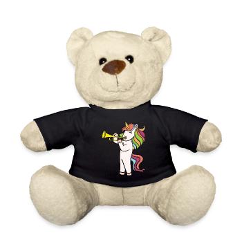 Cool trumpet colorful unicorn unicorn girl - Teddy Bear - black - Front