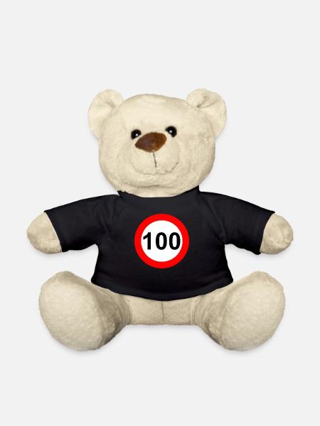 Panneau routier limite de vitesse 100 - Nounours - noir