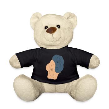 Minimalistische one line Gesichtshälften - Teddy - Schwarz - Vorne