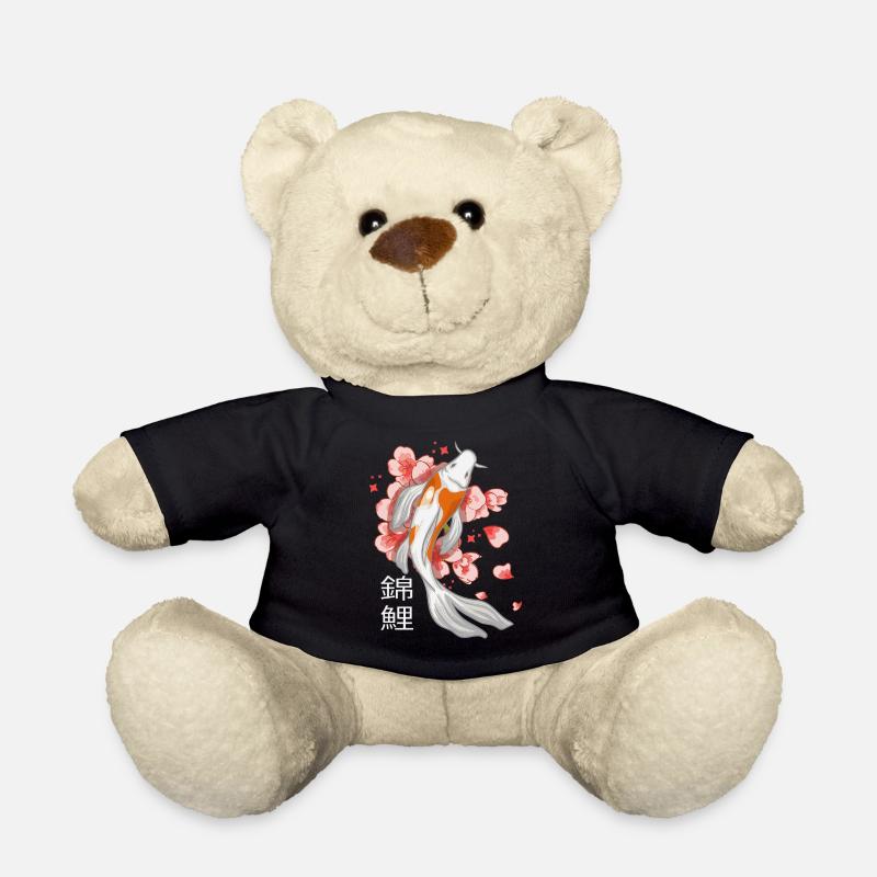 Koi Fisch Blumen Blüten - Teddy - Schwarz