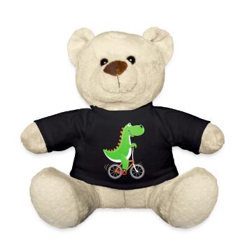 Crocodile with Bike Alligator Cyclist Bike - Teddy Bear - black - Front