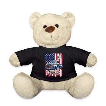 Legendärer V8 Lkw Amerikanische Flagge Adler - Teddy - Schwarz - Vorne
