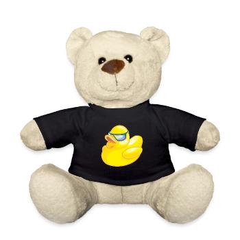 Gelbe Kühle Gummiente - Teddy - Schwarz - Vorne