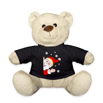 Froher Weihnachtsmann Schneegruß - Teddy - Schwarz - Vorne