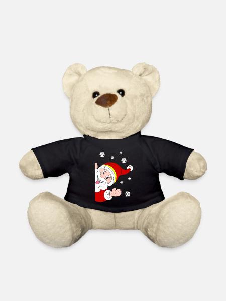 Froher Weihnachtsmann Schneegruß - Teddy - Schwarz